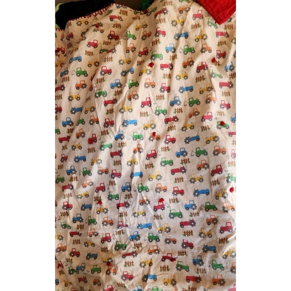 Handmade Tractor Baby Toddler Lap Flannel Quilt 42 X 47 Grannycore Crib Warm Sof